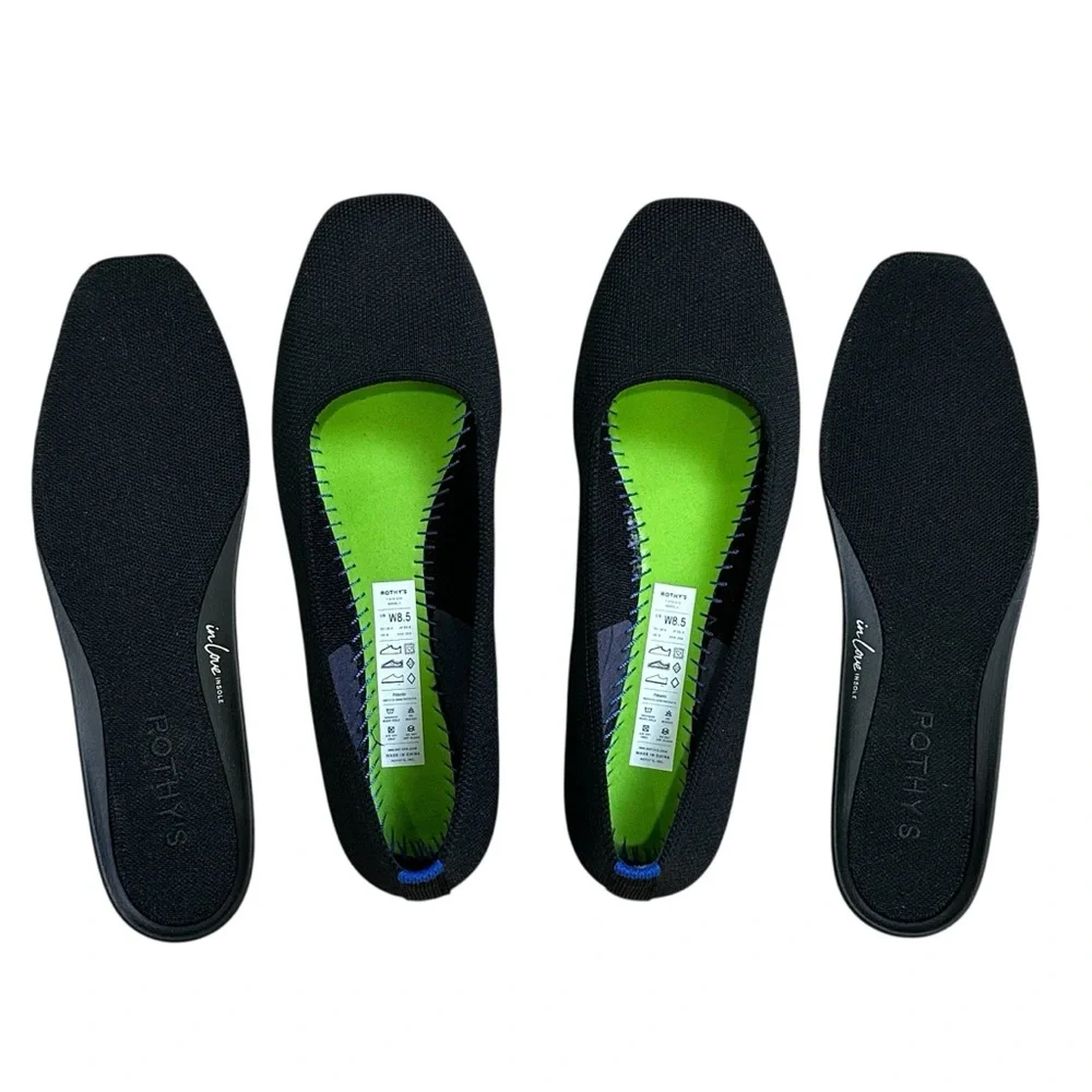 Rothy’s 8.5 Black The Max Square Flats - Picture 7 of 11